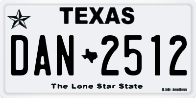 TX license plate DAN2512