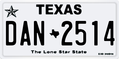 TX license plate DAN2514