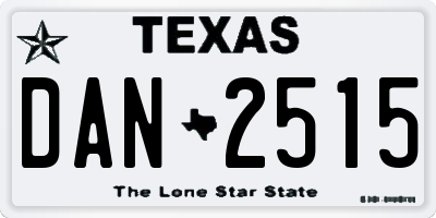 TX license plate DAN2515