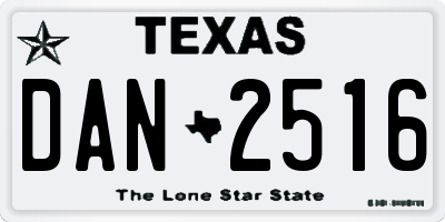 TX license plate DAN2516