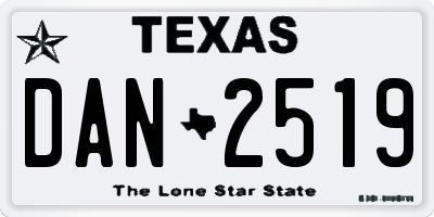 TX license plate DAN2519