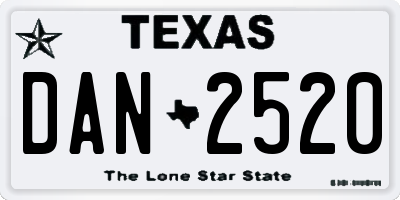 TX license plate DAN2520