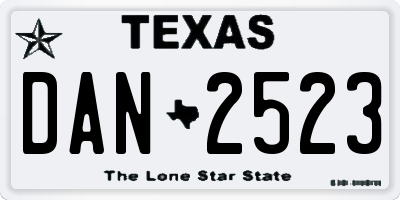 TX license plate DAN2523