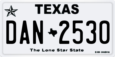 TX license plate DAN2530