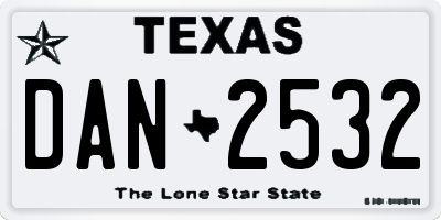 TX license plate DAN2532