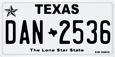 TX license plate DAN2536
