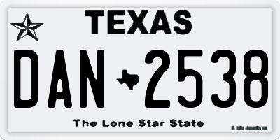 TX license plate DAN2538