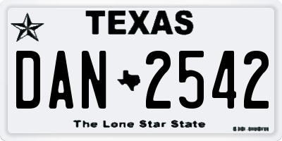 TX license plate DAN2542