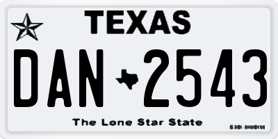 TX license plate DAN2543