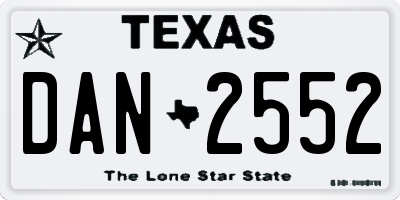 TX license plate DAN2552