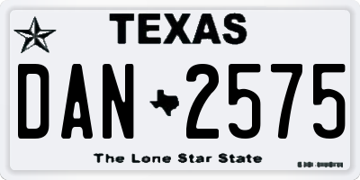 TX license plate DAN2575