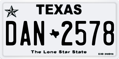TX license plate DAN2578