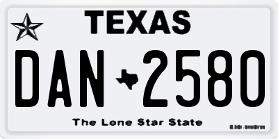TX license plate DAN2580