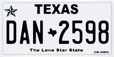 TX license plate DAN2598