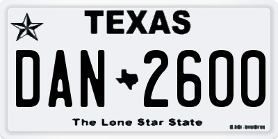 TX license plate DAN2600