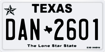 TX license plate DAN2601