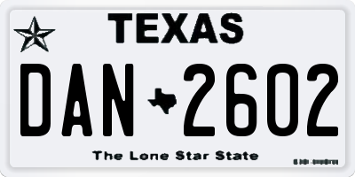 TX license plate DAN2602