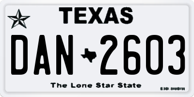 TX license plate DAN2603