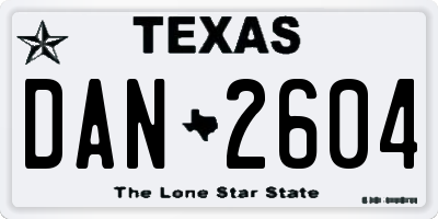 TX license plate DAN2604