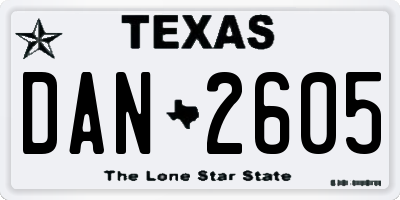 TX license plate DAN2605
