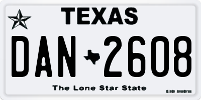 TX license plate DAN2608