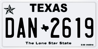 TX license plate DAN2619