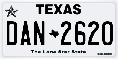 TX license plate DAN2620