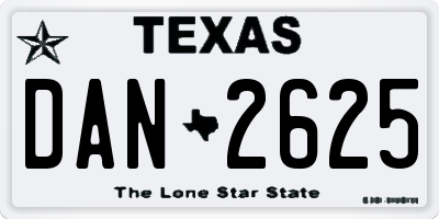 TX license plate DAN2625