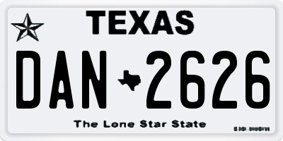 TX license plate DAN2626