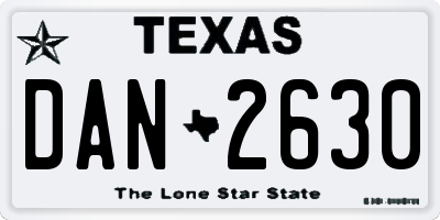 TX license plate DAN2630