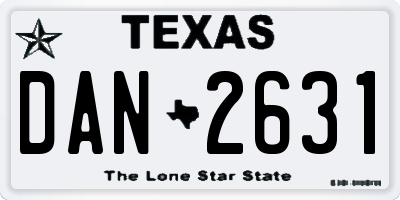 TX license plate DAN2631