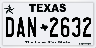 TX license plate DAN2632