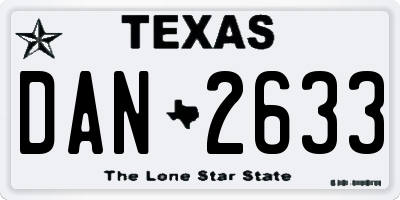 TX license plate DAN2633