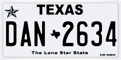 TX license plate DAN2634