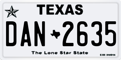 TX license plate DAN2635