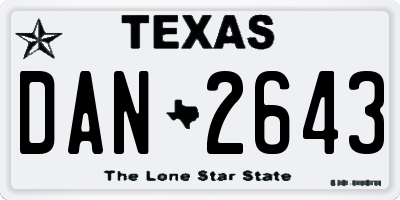 TX license plate DAN2643