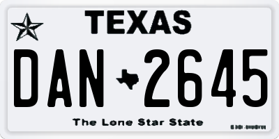 TX license plate DAN2645