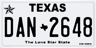 TX license plate DAN2648