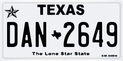 TX license plate DAN2649
