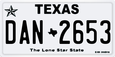 TX license plate DAN2653