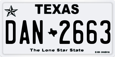 TX license plate DAN2663