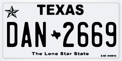 TX license plate DAN2669