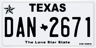TX license plate DAN2671
