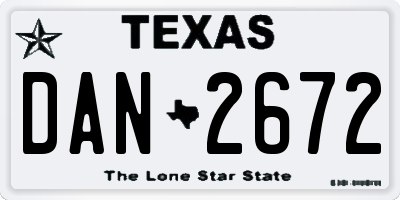TX license plate DAN2672