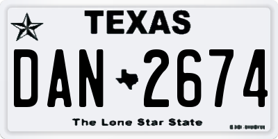 TX license plate DAN2674