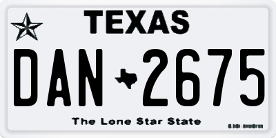 TX license plate DAN2675
