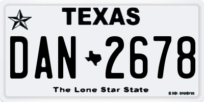 TX license plate DAN2678