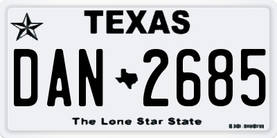 TX license plate DAN2685