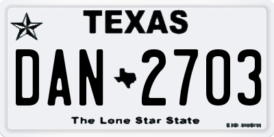 TX license plate DAN2703