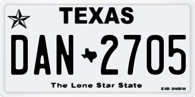 TX license plate DAN2705